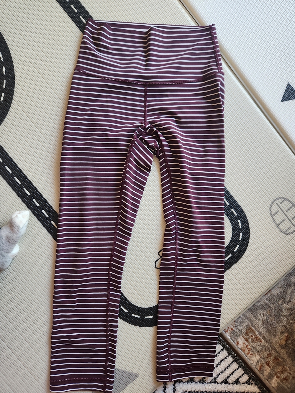 lululemon athletica Maroon and White Striped Leggings